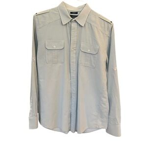 American Rag convertible pale blue long sleeve button up shirt flawless M